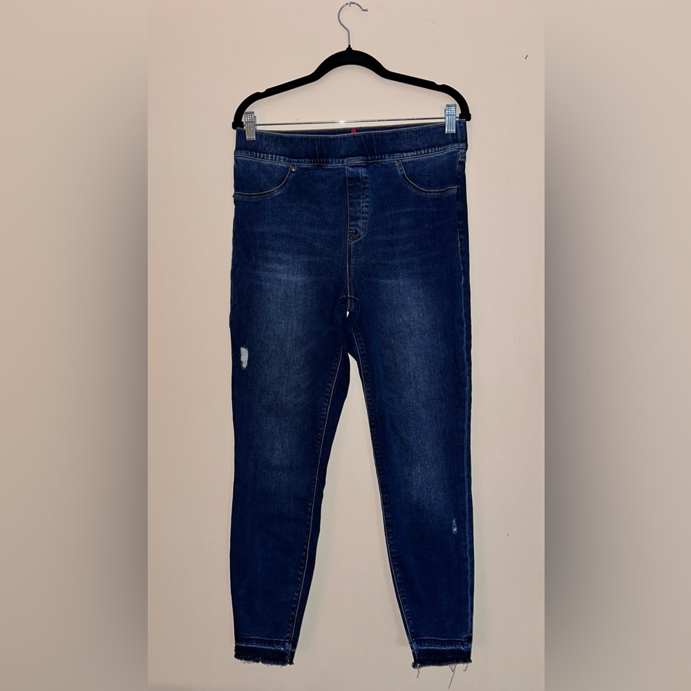 Spanx 👖Jeans Sz XL Distressed Ankle Skinny Medium Wash - Picture 3 of 5